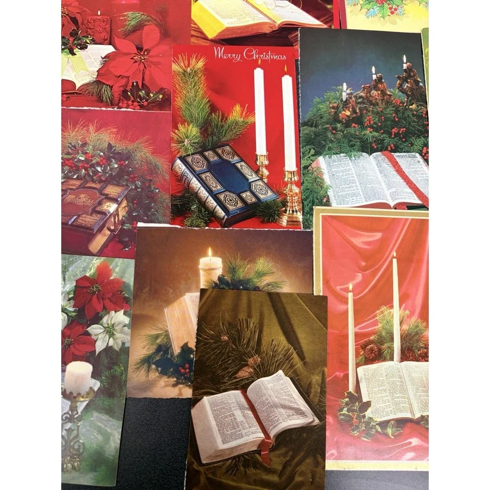 Vintage Christmas Cards Fronts ONLY Bibles Scrapbooking Decoupage Lot of 50+